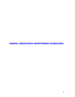 Animal Anesthesia Monitoring Guidelines