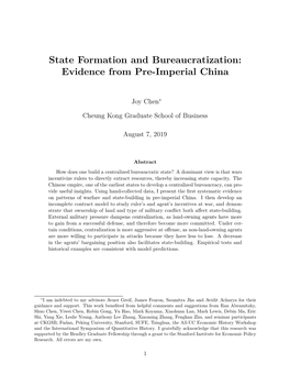 State Formation and Bureaucratization: Evidence from Pre-Imperial China