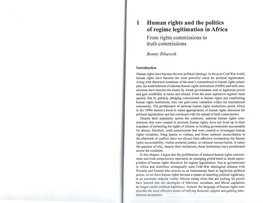 1 Human Rights and the Politics of Regime Legitimation in Africa from Rights Commissions to Truth Commissions