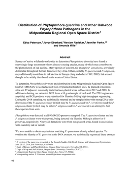 Distribution of Phytophthora Quercina and Other Oak-Root Phytophthora Pathogens in the Midpeninsula Regional Open Space District1