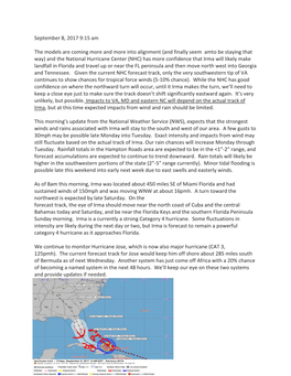 September 8, 2017 9:15 Am the Models Are Coming More and More Into Alignment (And Finally Seem Amto Be Staying That Way) and Th