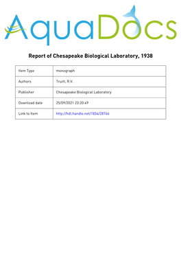 Report of Chesapeake Biological Laboratory R. V