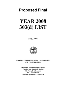 YEAR 2008 303(D) LIST