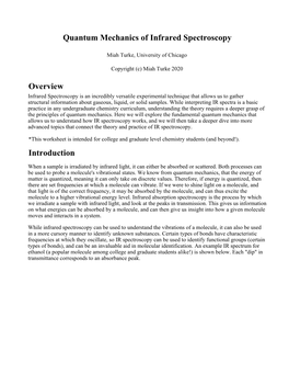 Quantum Mechanics of Infrared Spectroscopy