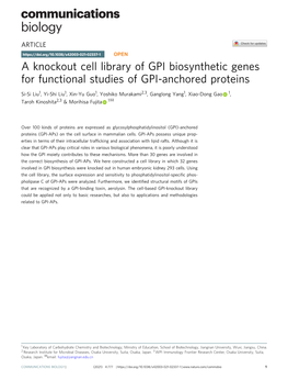 A Knockout Cell Library of GPI Biosynthetic Genes for Functional Studies of GPI-Anchored Proteins