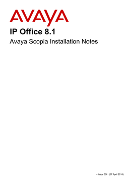 IP Office 8.1 Avaya Scopia Installation Notes