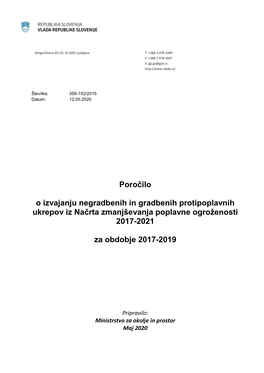 Poročilo O Izvajanju Negradbenih in Gradbenih Protipoplavnih Ukrepov Iz Načrta Zmanjševanja Poplavne Ogroženosti