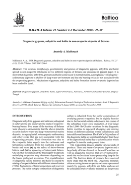 Makhnach, A. A. Diagenetic Gypsum, Anhydrite and Halite in Non