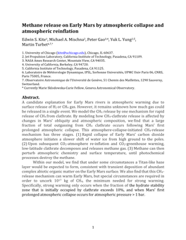 Methane Release on Early Mars by Atmospheric Collapse and Atmospheric Reinflation