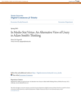 An Alternative View of Usury in Adam Smith's Thinking