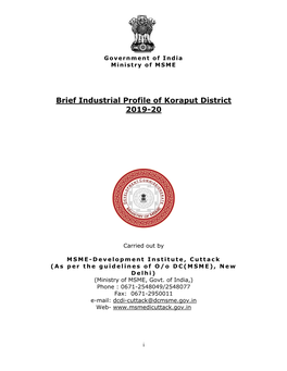 Brief Industrial Profile of Koraput District 2019-20