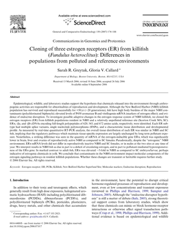 Fundulus Heteroclitus): Diverences in Populations from Polluted and Reference Environments