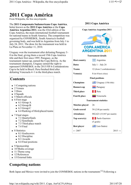 2011 Copa América � Wikipedia, the Free Encyclopedia 1/15 ページ