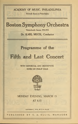 Boston Symphony Orchestra Concert Programs, Season 34,1914-1915, Trip