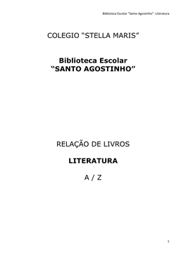 Relação De Livros Literatura A