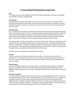 2Nd Grade Softball Pitching Machine League Rules