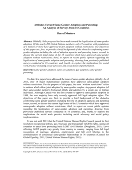 Attitudes Toward Same-Gender Adoption and Parenting: an Analysis of Surveys from 16 Countries