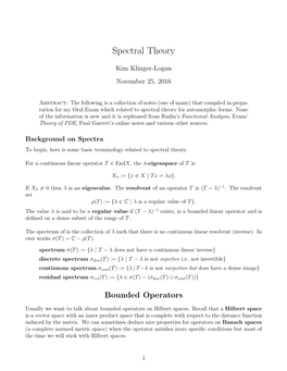 Spectral Theory