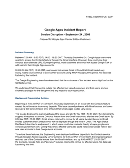 Google Apps Incident Report 1