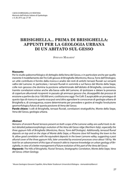 Appunti Per La Geologia Urbana Di Un Abitato Sul Gesso