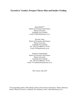 Executives' Gender, Prospect Theory Bias and Insider Trading