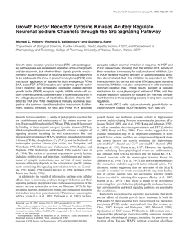 Growth Factor Receptor Tyrosine Kinases Acutely Regulate Neuronal Sodium Channels Through the Src Signaling Pathway