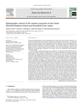 Hydrographic Control of the Marine Ecosystem in the South Shetland-Elephant Island and Bransﬁeld Strait Region