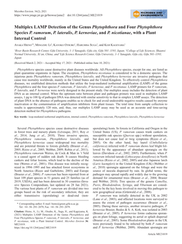 Multiplex LAMP Detection of the Genus Phytophthora and Four Phytophthora Species P. Ramorum, P. Lateralis, P. Kernoviae, and P