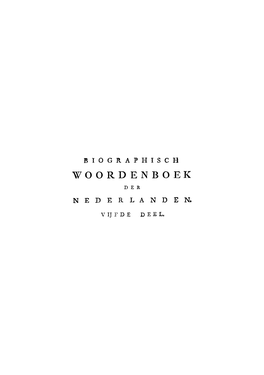 Biographisch Woordenboek Der Nederlanden