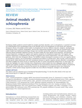 Animal Models of Schizophrenia