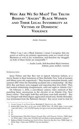 “Angry” Black Women and Their Legal Invisibility As Victims of Domestic Violence