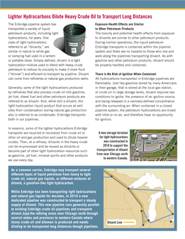 Lighter Hydrocarbons Dilute Heavy Crude Oil to Transport Long