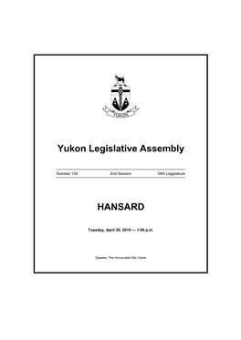 Yukon Legislative Assembly HANSARD