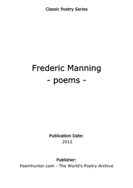 Frederic Manning - Poems