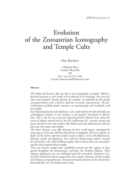 Evolution of the Zoroastrian Iconography and Temple Cults