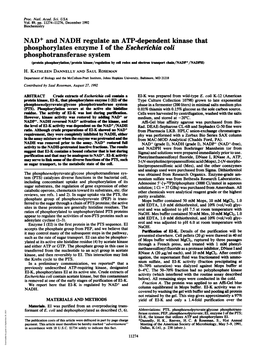 Phosphotransferase System (Protein Phosphorylation/Proteln Kinase/Regulation by Cell Redox and Electron Transport Chain/NADP+/NADPH) H