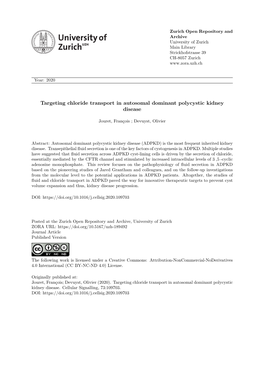 'Targeting Chloride Transport in Autosomal Dominant