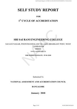 Self Study Report of SRI SAI RAM ENGINEERING COLLEGE