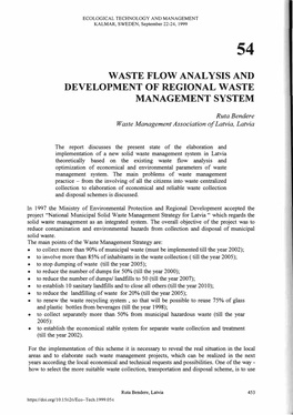 Waste Flow Analysis and Development of Regional Waste Management System