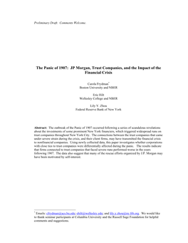 The Panic of 1907: JP Morgan, Trust Companies, and the Impact of the Financial Crisis