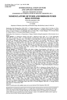 IUPAC Nomenclature of Fused and Bridged Fused Ring Systems