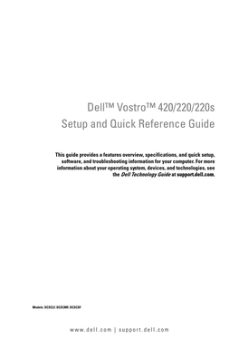 Dell Vostro 420 Setup and Quick Reference Guide