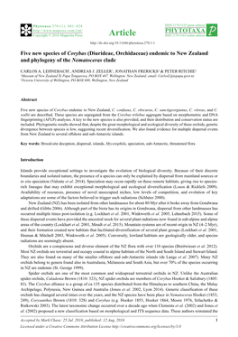 Endemic to New Zealand and Phylogeny of the Nematoceras Clade