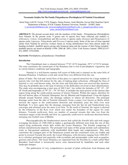 Taxonomic Studies on the Family Polypodiaceae (Pteridophyta) of Nainital Uttarakhand