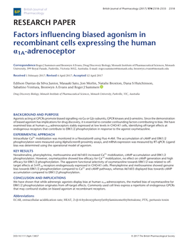 Factors Influencing Biased Agonism in Recombinant Cells Expressing The