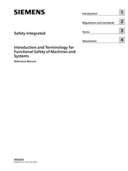 Introduction and Terminology for Functional Safety of Machines and Systems Reference Manual