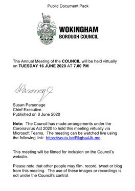 (Public Pack)Agenda Document for Council, 16/06/2020 19:00