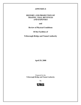 Appendix E History and Projection of Traffic