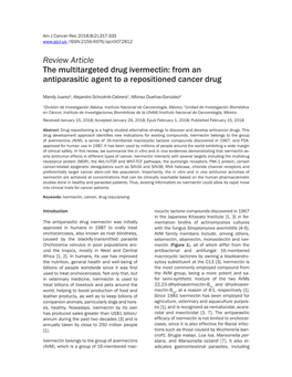 Review Article the Multitargeted Drug Ivermectin: from an Antiparasitic Agent to a Repositioned Cancer Drug