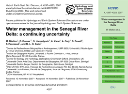 Water Management in the Senegal River Delta